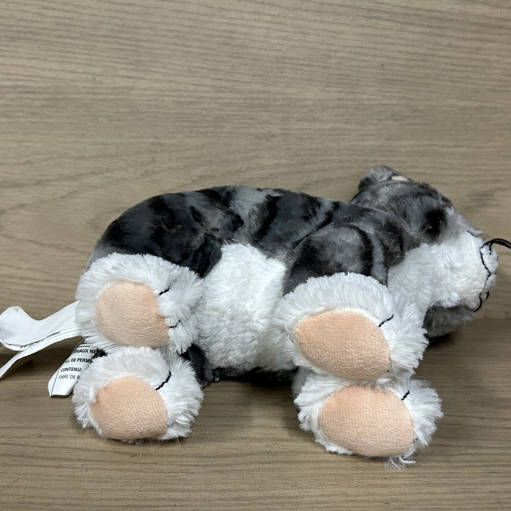 IKEA LILLEPLUTT CUTE GRAY AND WHITE STRIPPED CAT 9" Plush STUFFED ANIMAL Toy - Picture 6 of 7